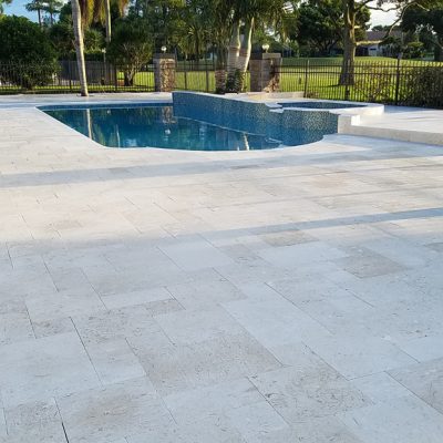 Limestone, French Pattern, (color) White, Pool Deck